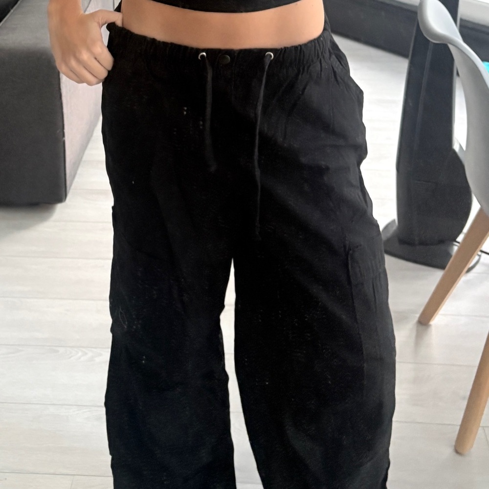 Black Drawstring Cargo Pants